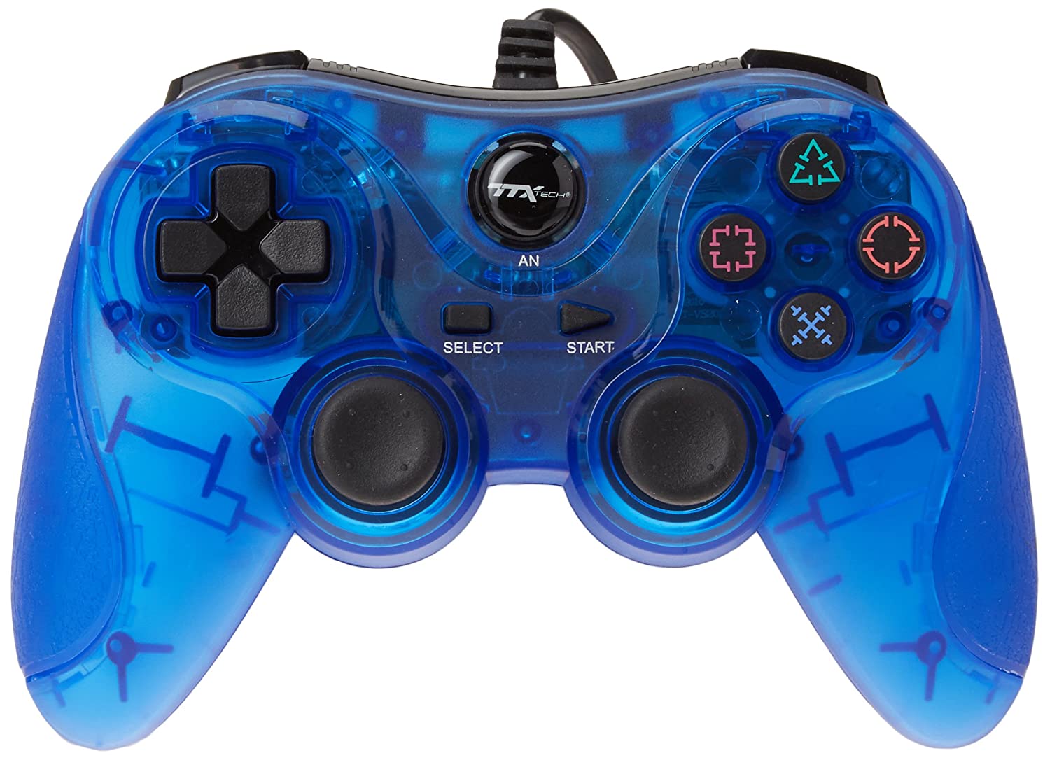 TTX Tech Wired Controller PS2 - Clear Blue